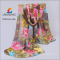 Women's Chiffon Georgette multi-color Floral Long Silk Shawl Wraps Scarf